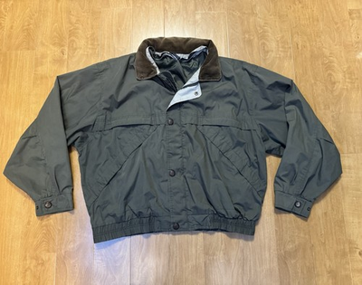 #ad #ad Vintage Aberdeen Bomber Jacket Corduroy Collar Windbreaker Moss Green M L $21.24