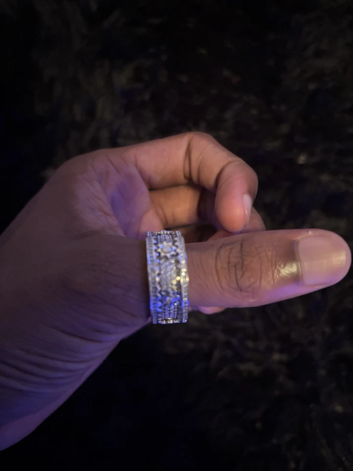 Stainless Steel Fidget Spinner Gear Men's Ring with Moissanite Women's Jewelry - Image 3 of 3