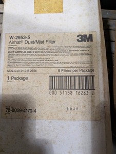 3M Airhat Dust/Mist Filter W-2953-5, 5 Filters per Package, NSN 4240-01-247-2355