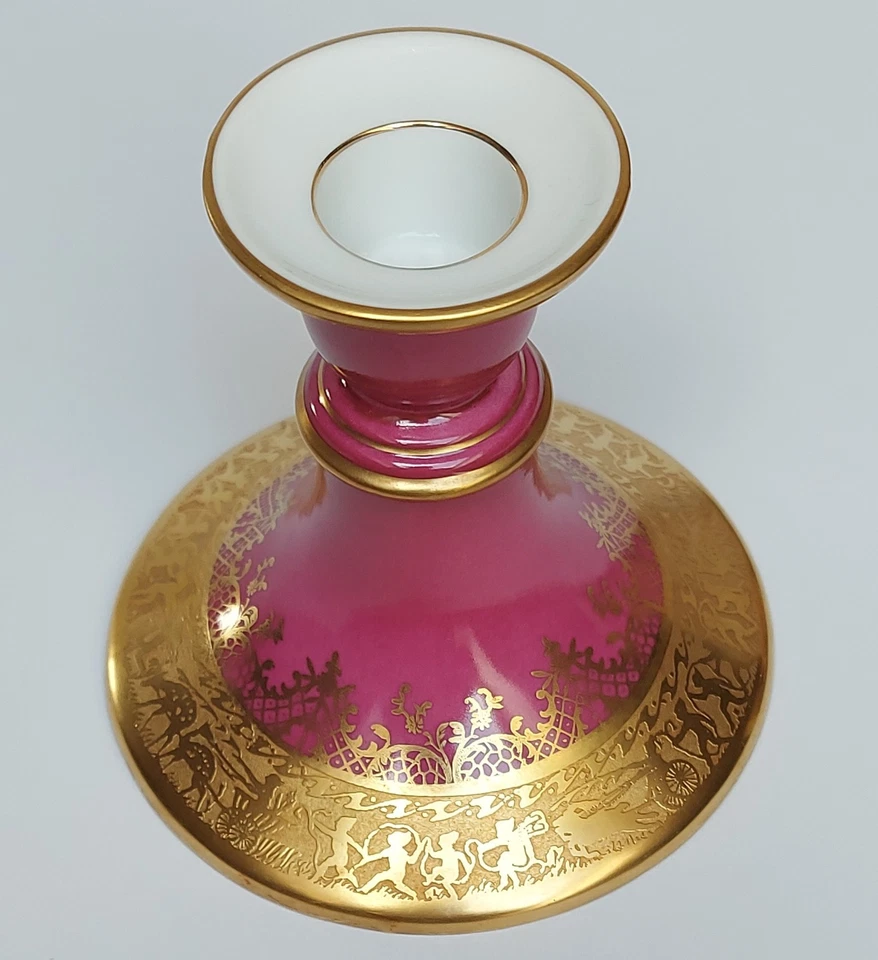 DW Karlsbader Wert. Kerzen Halter Leuchter Porzellan purpur rot Ätz Gold Dekor - Bild 3 von 4