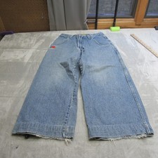 JNCO Jeans Youth 28x24 Blue Denim Wide Leg Tapered Baggy Skater VTG 90s RARE