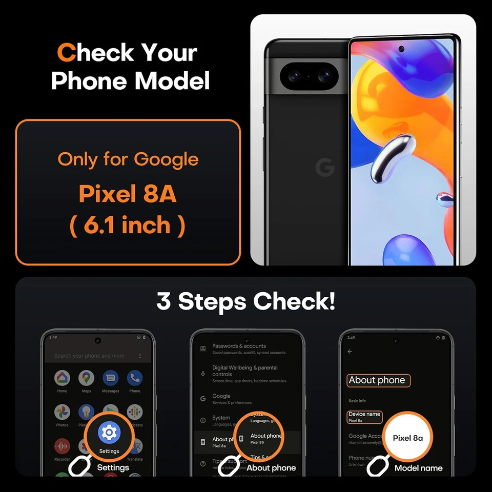 Custodia per Google Pixel 8A, Protezione Completa Della Fotocamera Di Grado Mili - Immagine 2 di 4