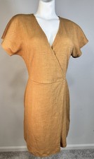 EUC Madewell Maisie Mini Dress Wrap Criss Cross Mustard Crepe Dress Size Small