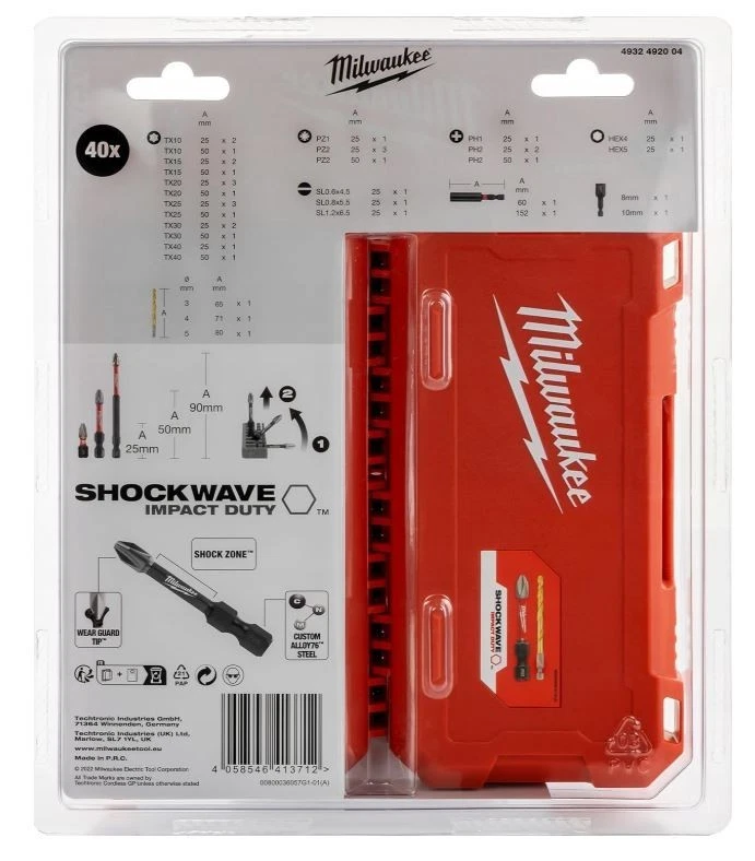 Milwaukee 4932492004 - Set Inserti E Punte Con Porta Inserti 40pz Shockwave - Image 2 of 3