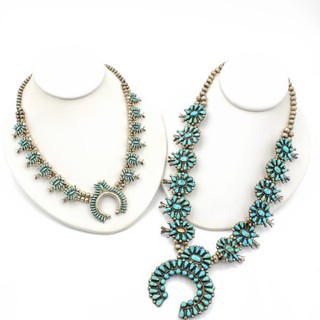 Southwest Sterling Turquoise Petit Needlepoint Squash Blossom Lot of 2 #S4561 4