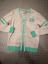 Harry Potter Slytherin Sweater Mens Med Gray Cardigan Wizarding World Halloween