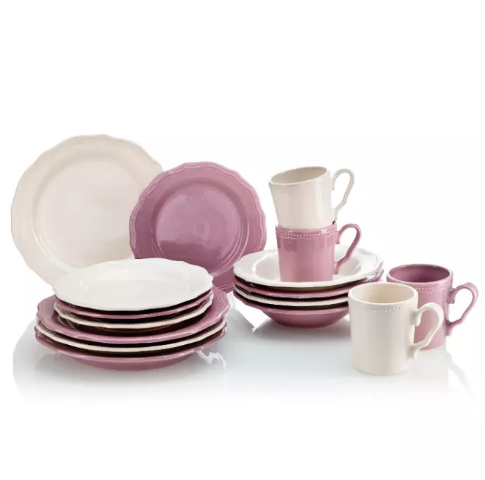 Kaffee und Tafelservice Romanza 16-tlg. Keramik gewellter Rand und feine Reliefs