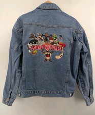 Vintage 90s Warner Brothers Looney Tunes Denim Jean Jacket 1998 XL Taz Bugs WB
