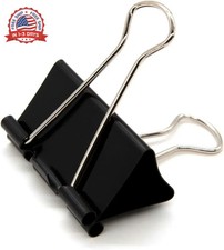 24 Pack Heavy-Duty Binder Clips 1.6 Inch Black Rust-Resistant for Office Supplie