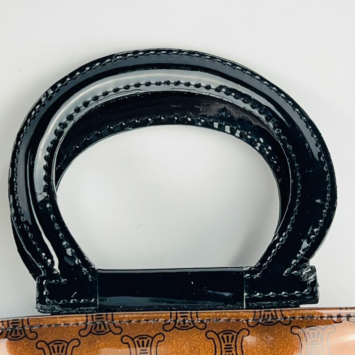 CELINE MACADAM ENAMEL Patent PVC HAND BAG PORCH Vintage