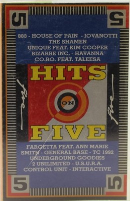 musicassetta hits on five 5 usura  fargetta jovanotti 883 2 unlimited