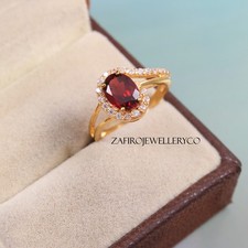 Natural Garnet Ring, 925 Sterling Silver, Anniversary Ring, Stackable Ring