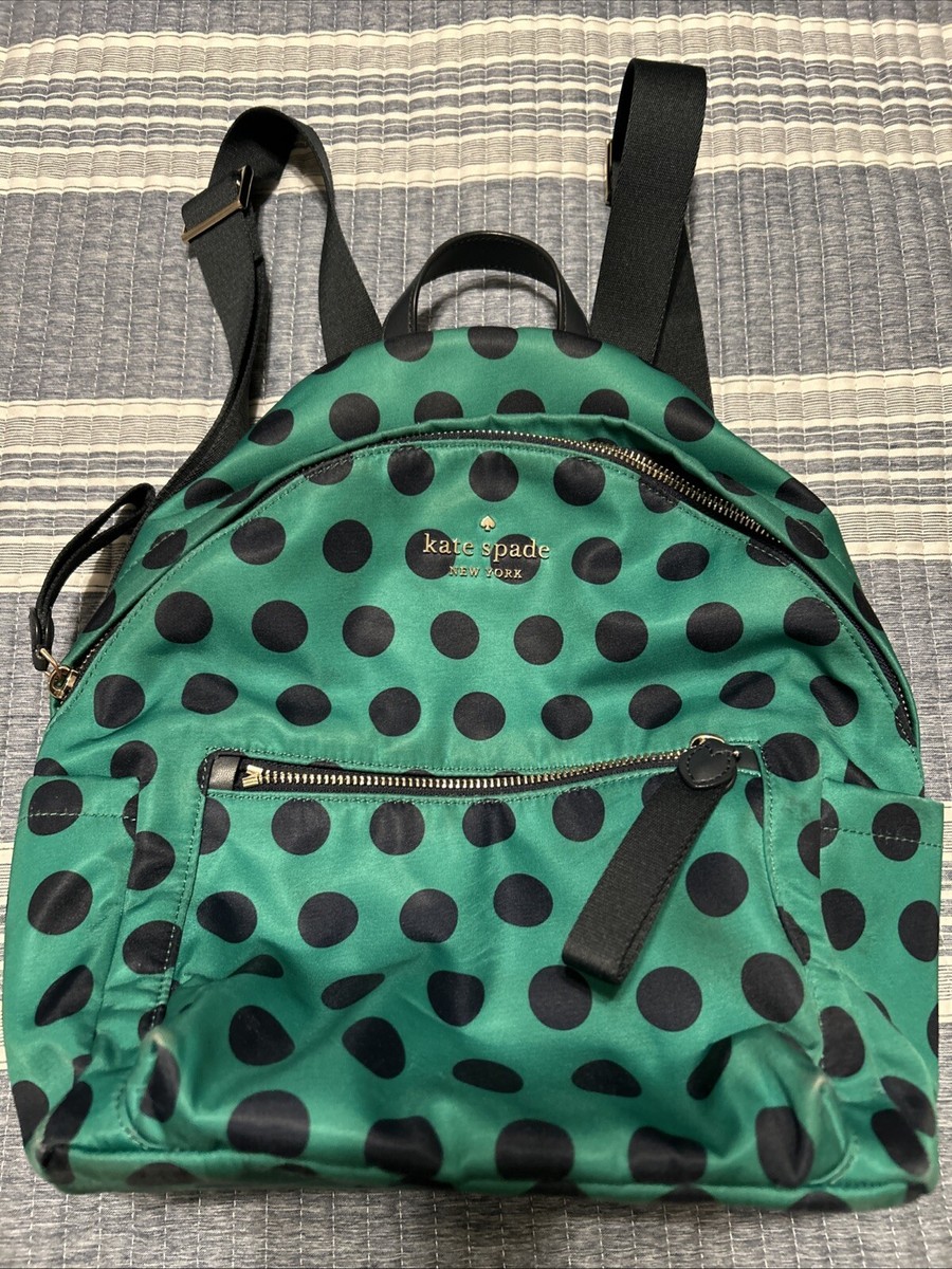 Kate Spade New York Navy Polka Dot Satin Chelsea Green