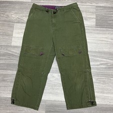 Vintage Y2K American Eagle Cargo Pants Women 27x21 Green Knickers Capri Army