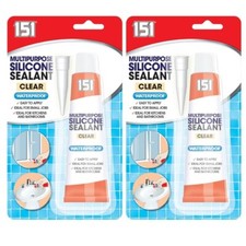 Clear Silicone Sealant Multipurpose Waterproof Bathroom Kitchen 2 x 75g