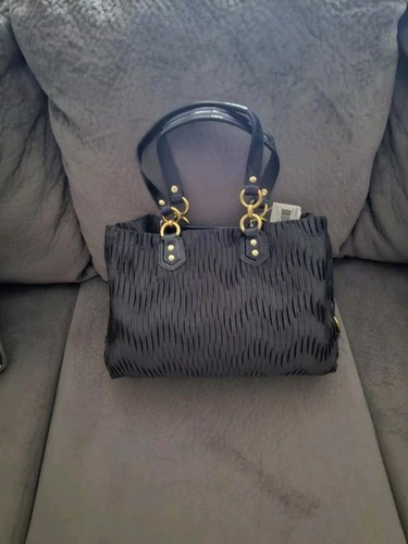  COACH Ashley Gathered SatIn Carryall B4/ Black New Satchel Bag F20050 - Picture 23 of 23