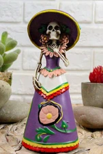 Day of The Dead Skeleton Lady Rosa with Purple Gown Figurine 5.25"H Statue