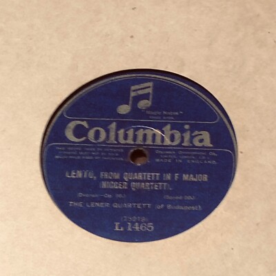 DISCO GRAMMOFONO 78G. ANDANTE CANTABILE LENTO THE LENER QUARTETT BUDAPEST CM.30