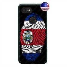 Google Pixel 3 XL 2XL Costa Rican Flag Fingerprint Hard Rubber Custom Case Cover