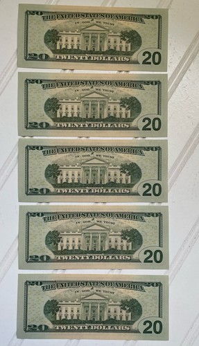 Lot 5 ausgefallene "2024" neue unzirkulierte Zwanzig Dollar Scheine Serie 2017A sequentiell - Bild 3 von 5