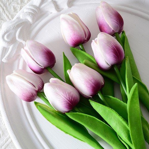Tulipán Flores Artificiales PU Flores Falsas Hogar Boda Fiesta Mesa Decoración de Primavera - Imagen 13 de 28