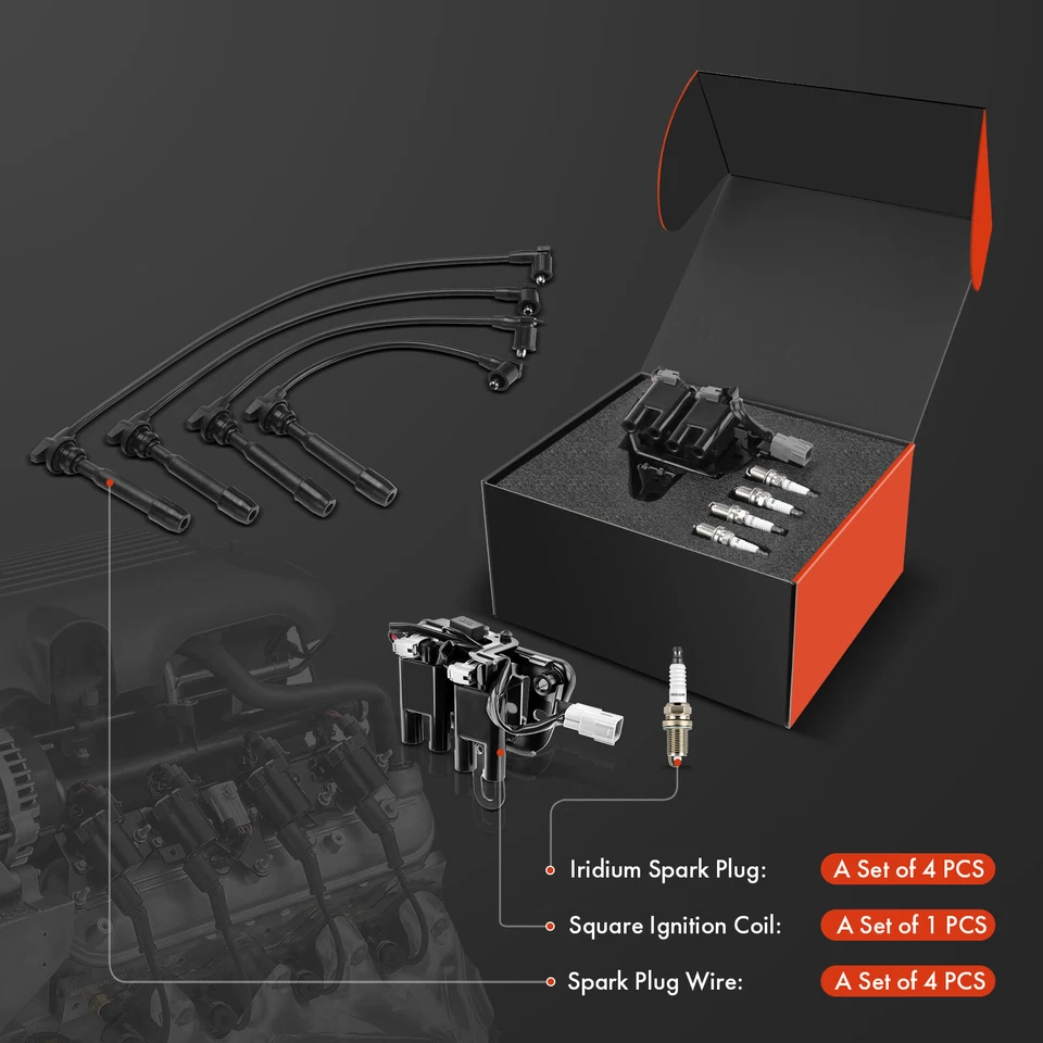 1x Bobina de encendido y 4x Bujías de iridio y 4x cables para Hyundai Elantra Kia 2.0L Foto 2 de 4