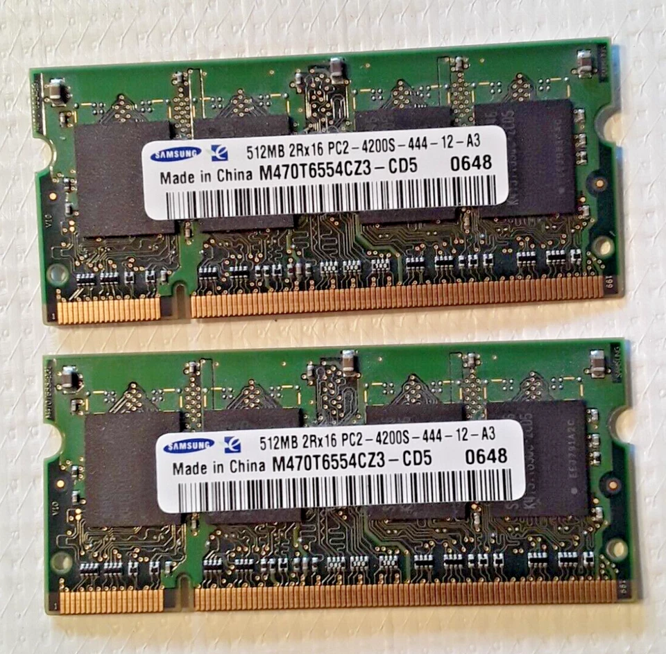 2 RAM Samsung 512MB 2Rx16 PC2-4200S DDR2 M470T6554CZ3-CD5 View Pic Information - Image 2 of 4