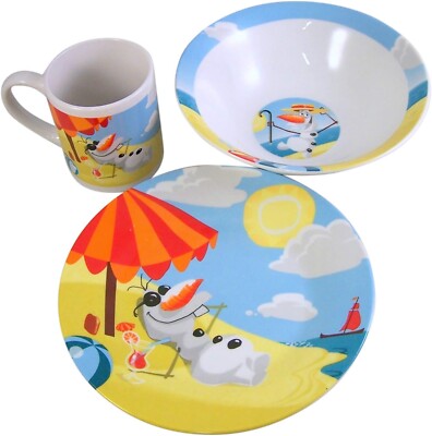 Disney Frozen Piece Ceramic Dinnerware Set Olaf In The Sun New Anna Elsa  (Z5)