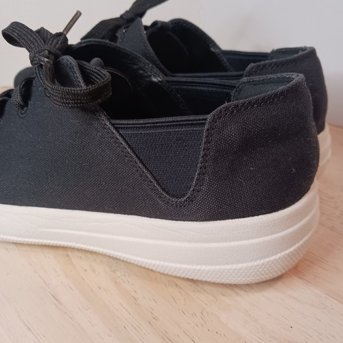 FITFLOP Women’s Lace Up Low Top Canvas Trainers Sneakers Black White Size 7 - Picture 8 of 18