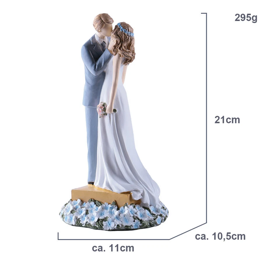 Brautpaar Figuren Tortenfigur Hochzeitspaar Tortenaufsatz Tischdeko 21cm - Bild 4 von 4