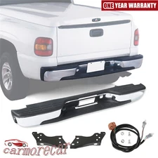 Chrome Rear Bumper w/Brackets For Chevy Silverado GMC Sierra 1500 1999-2007 