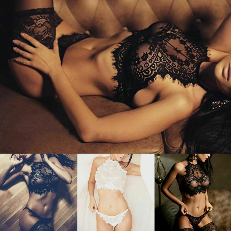 Sexy Damen-Dessous Spitzen-BH Nachtwäsche Nachtwäsche Babydoll G-String Unterwäsche Set - Bild 3 von 4