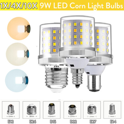 9w Led Corn Light Bulb E27 E14 B22 E26 110v E12 Warm White Flicker-free Lighting