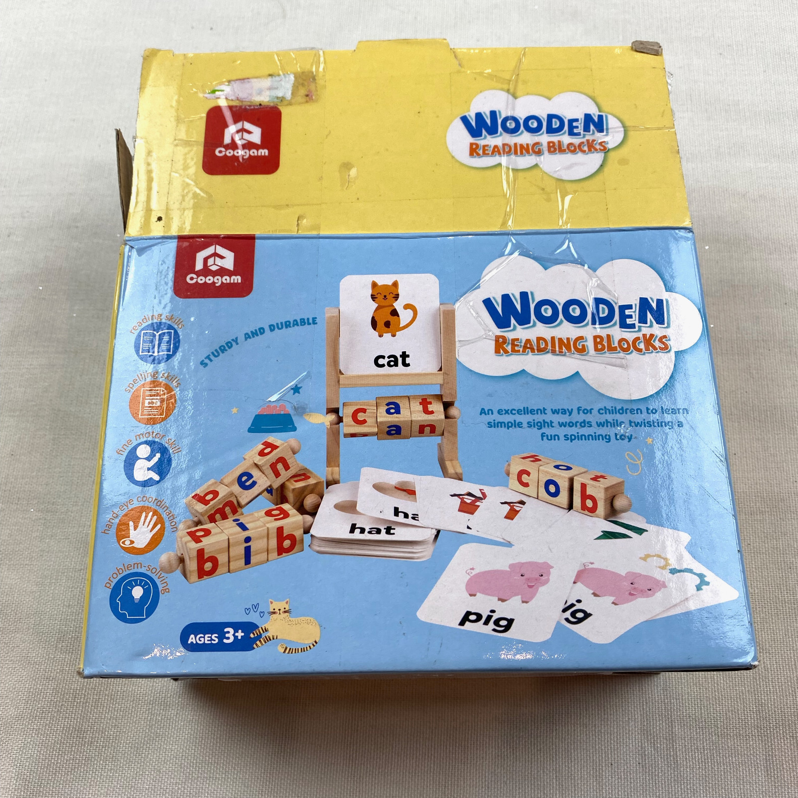 Coogam Wooden Reading Blocks Short Vowel Rods Spelling Games with Flash ...