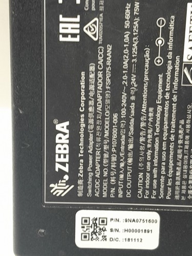 Zebra Original AC Power Charger Adapter P1076001-006 9NA0751600 OEM - Afbeelding 4 van 10