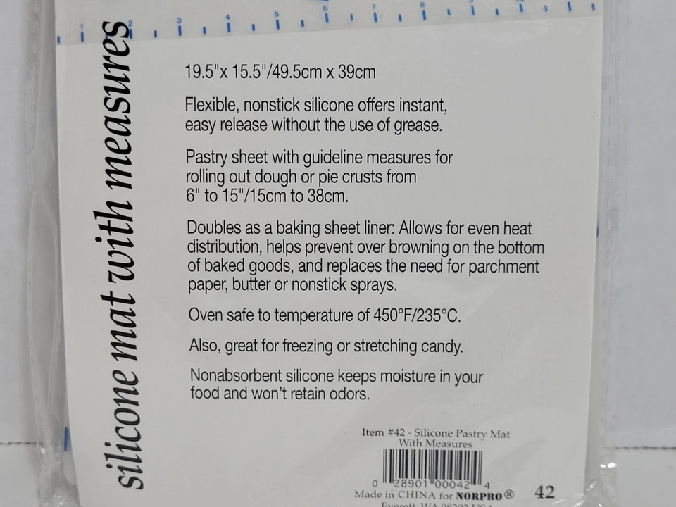 Norpro Silicone Pastry Mat With Measures Measurements/Baking Sheet Liner Foto 3 de 4
