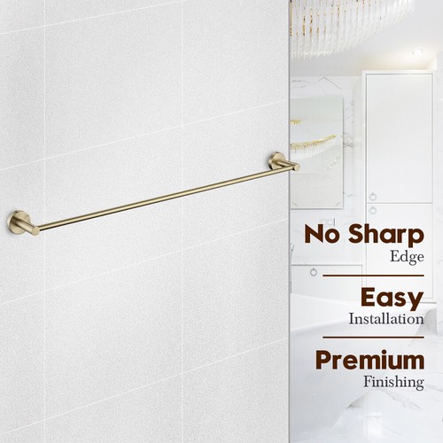 Decaura Brushed Gold Toilet Roll Holder Towel Rails Robe Hooks Stainless Steel - Picture 12 of 35