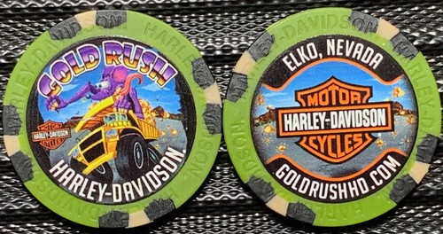 Goldrausch Harley-Davidson® in Elko, NV Sammlerstück Poker Chip Grün/Schwarz