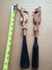 Vtg Seahorse Design Long Shoe Brush Horn Gift Set Florida Hong Kong Carib Nice