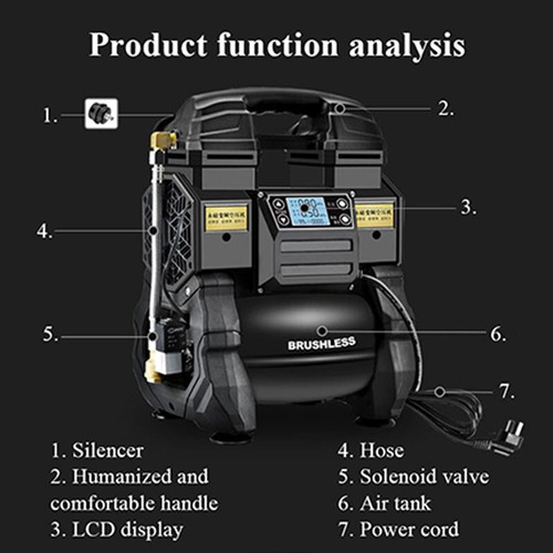 Air Pump Variable Frequency Air Compressor Oil-free Mute Woodworking Painting - Picture 5 of 6