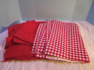 LOT OF RED -CHECKERED  RED VINTAGE  sewing general  fabric 29X1YD