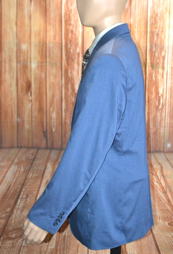Perry Ellis Men Blue Poly Blend Stretch 2 Button Suit Sz 42R Wst 36x31 - Picture 3 of 15