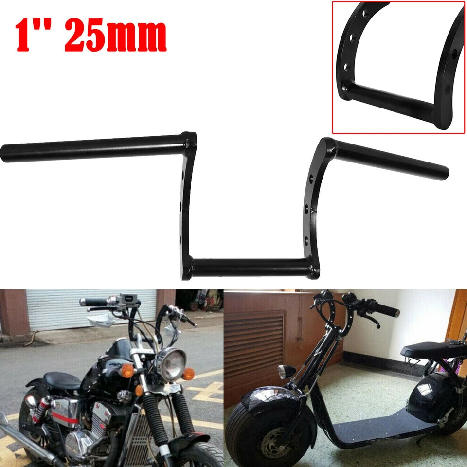 Black Motorcycle 1' Drag Handlebar Z Bar Ape Hanger for Harley Yamaha Cruisers Foto 2 de 4