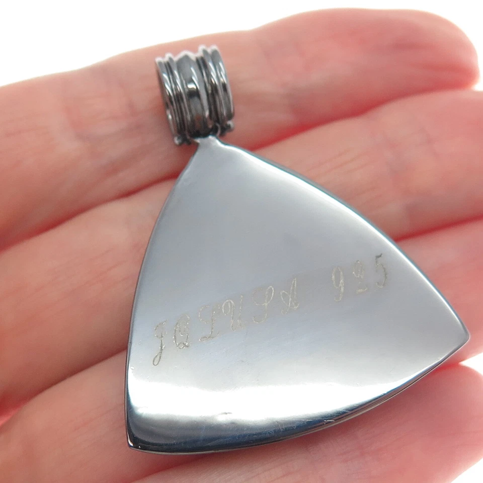 Colgante piramidal de zafiro rosa real rodio negro plata de ley 925 JOLUSA Foto 2 de 4