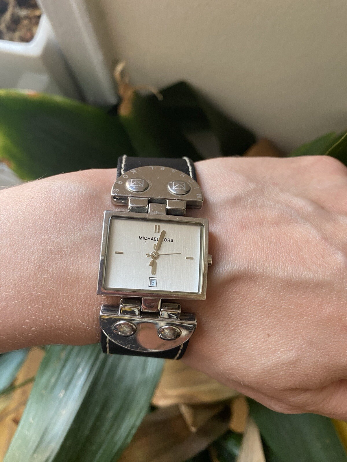 Michael Kors Rectangular Watch Black Leather Band… - image 2