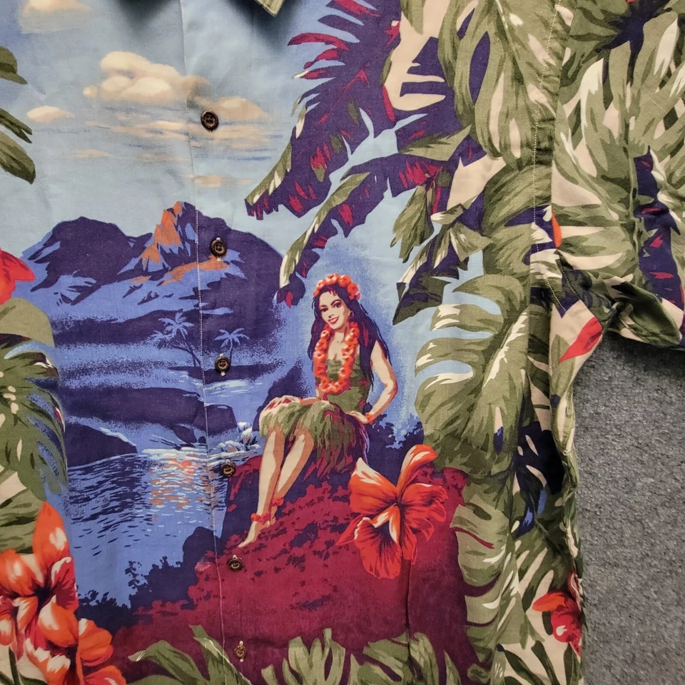 Vintage Nautica Hula Girl Hawaiian Shirt Mens XL Multicolor Button Up Camp - Image 3 of 4