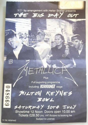 METALLICA 2003 Big Day Out Ticket Milton Keynes Bowl