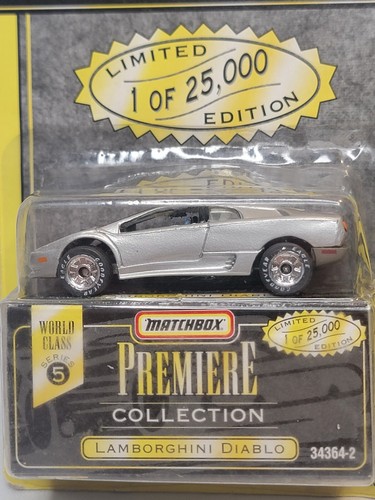 Matchbox Premier Collection 1995 Silver Lamborghini Diablo, '62 Corvette, New - Picture 2 of 7