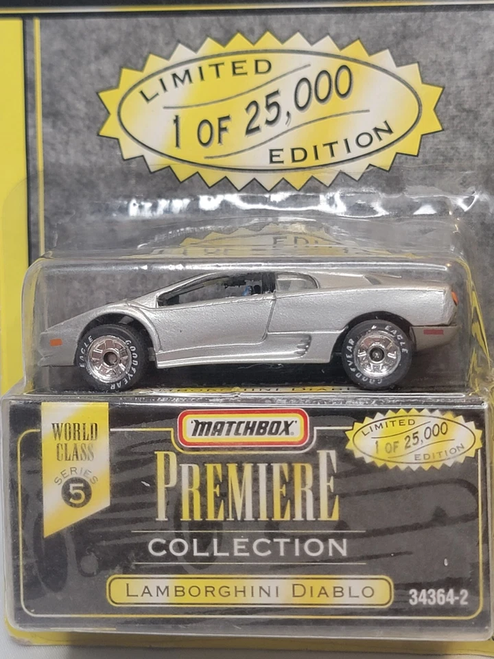 Matchbox 1995 Silver Lamborghini Diablo 1962 Corvette Premier Collection - New - Image 2 of 4