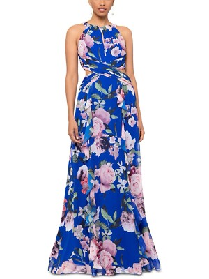 Xscape Womens Chiffon Floral Print Cut-Out Maxi Dress BHFO 2409 MSRP$258 |  eBay